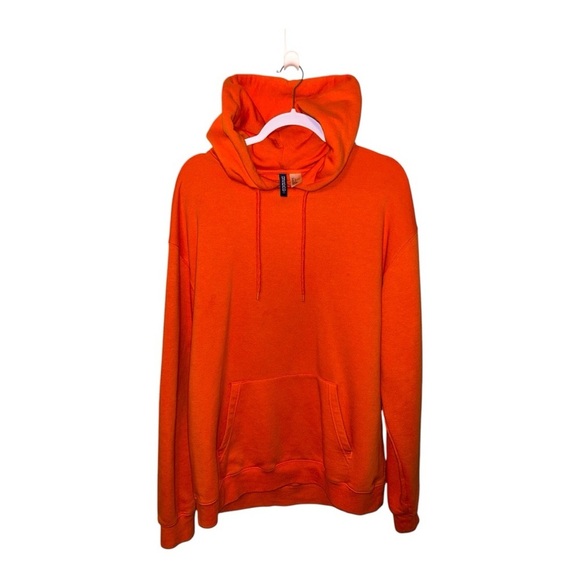 H&M Orange Graphic Print Hoodie Men’s Large Pullover - Picture 2 of 6